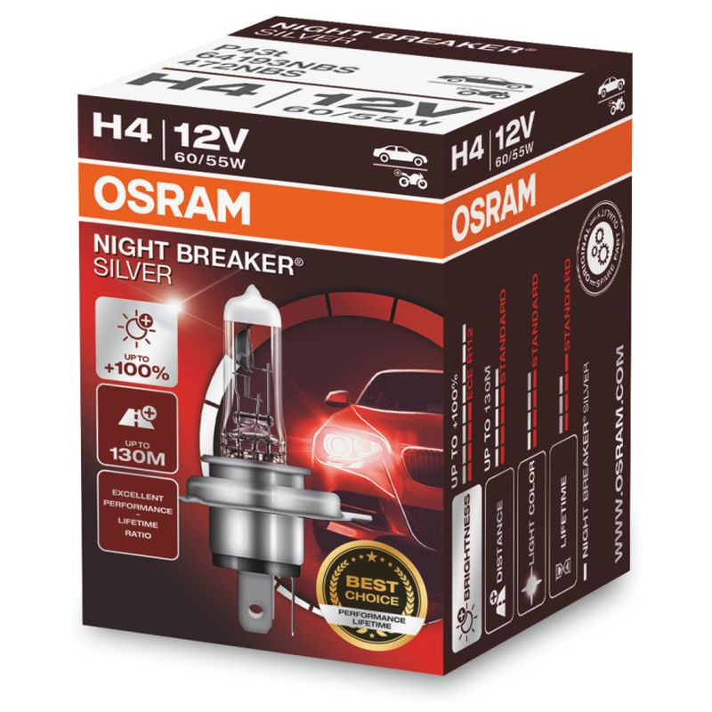 Sijalica H4 +100% OSRAM Night Breaker Silver