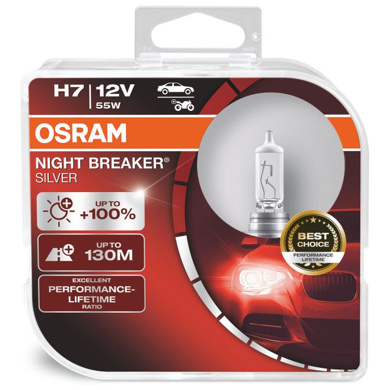 Sijalica H7 100% OSRAM Night Breaker Silver - 2 kom.