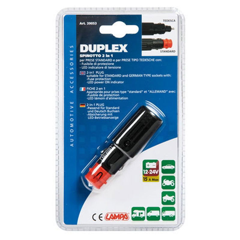 Utikač 12/24V duplex 2u1 max 15A LED